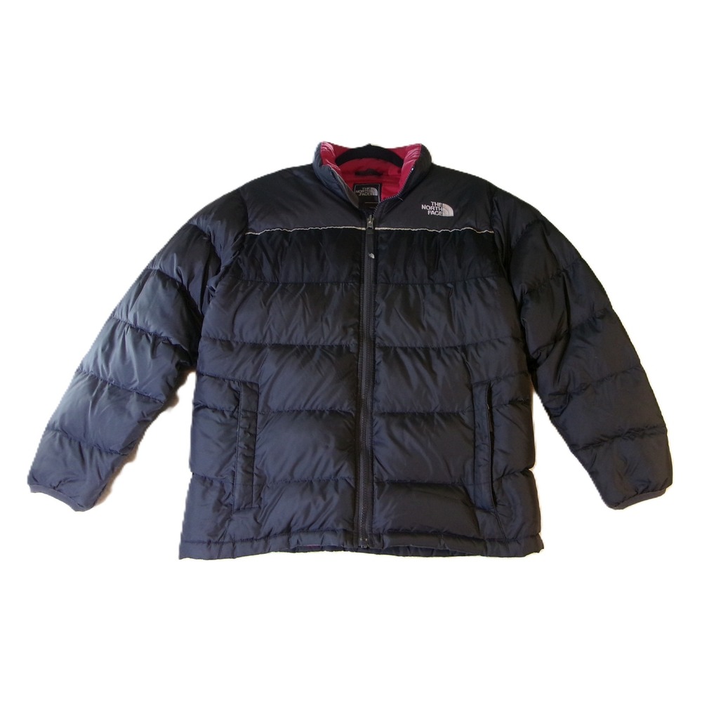 The North Face Boys XL Black Goose Down Puffer Jacket Red Lining F09 T209+T609